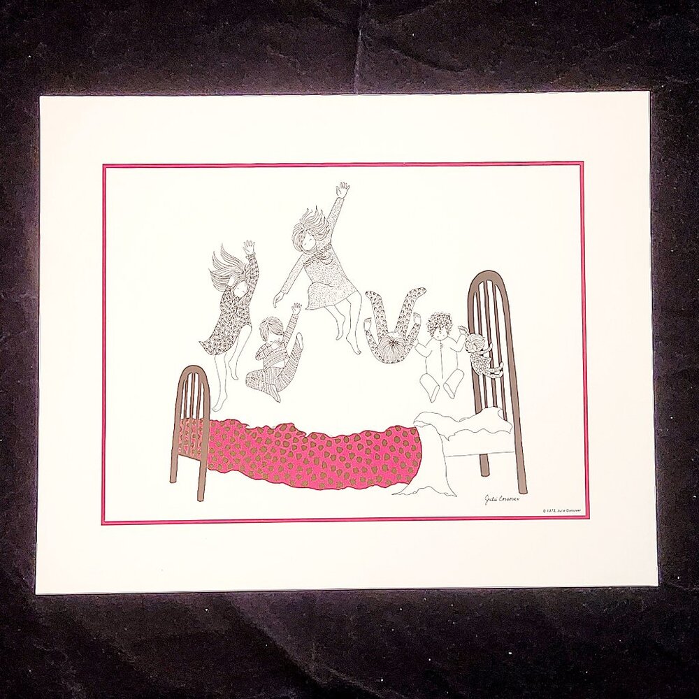 Julie Corsover Children's Prints "Jumping on Bed"  - Vintage 1973 Unframed: New